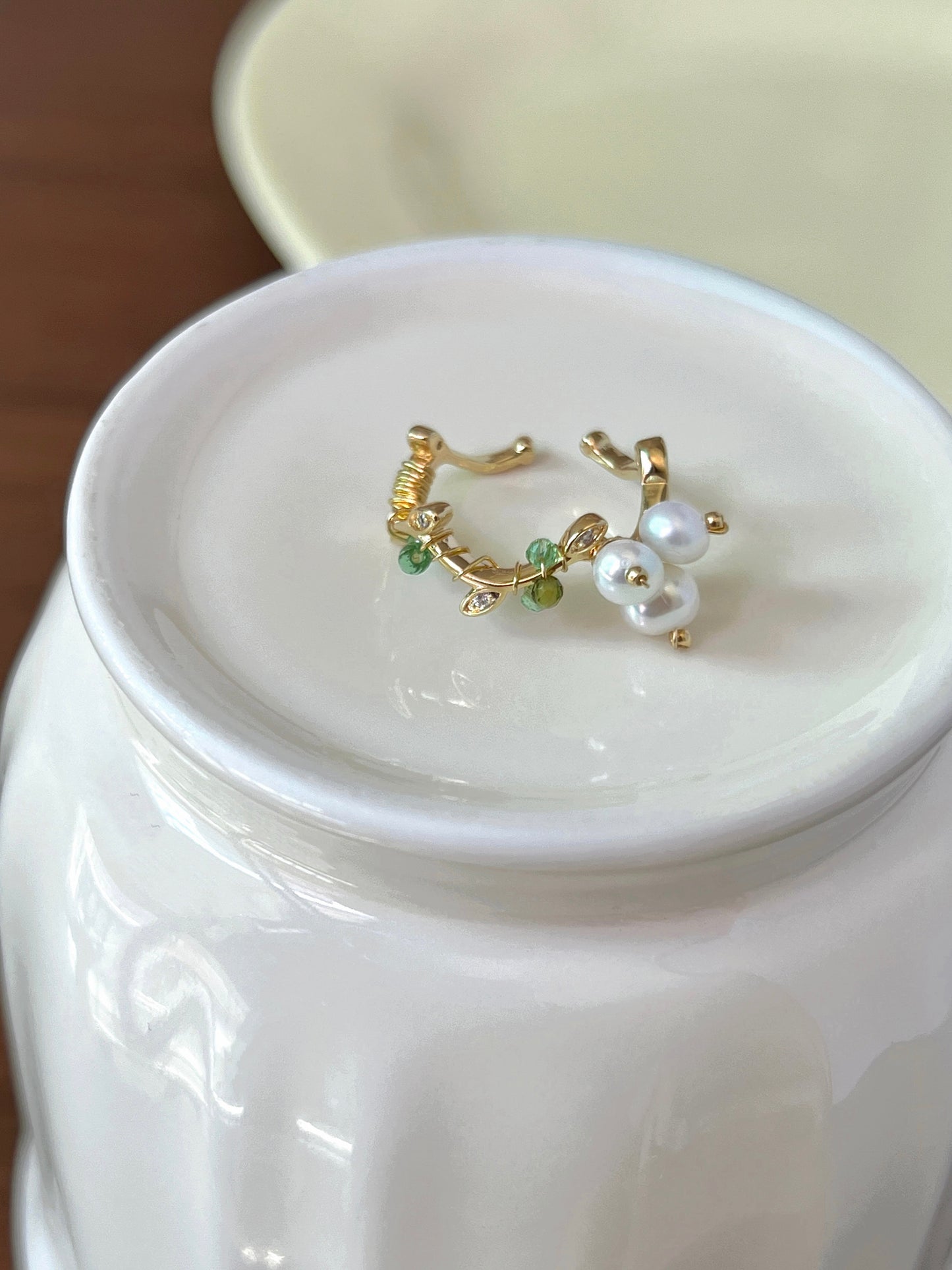 VIGVOG Tourmaline & Pearl Statement Ring