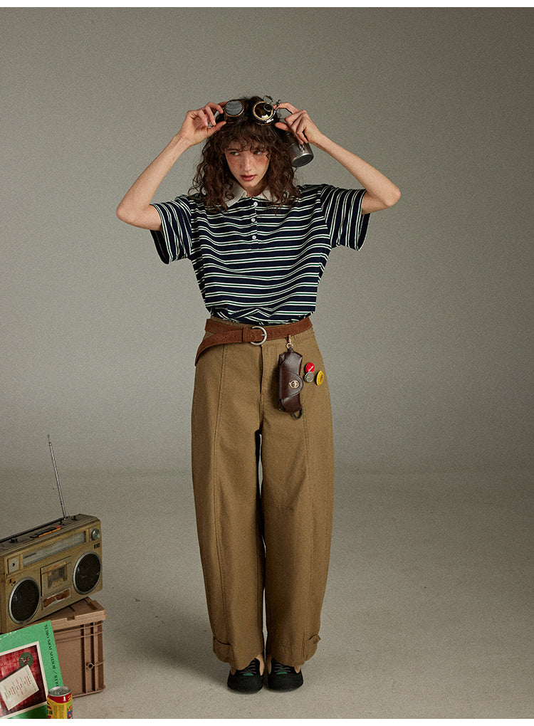 Lulugray Retro Stripe Polo Tee