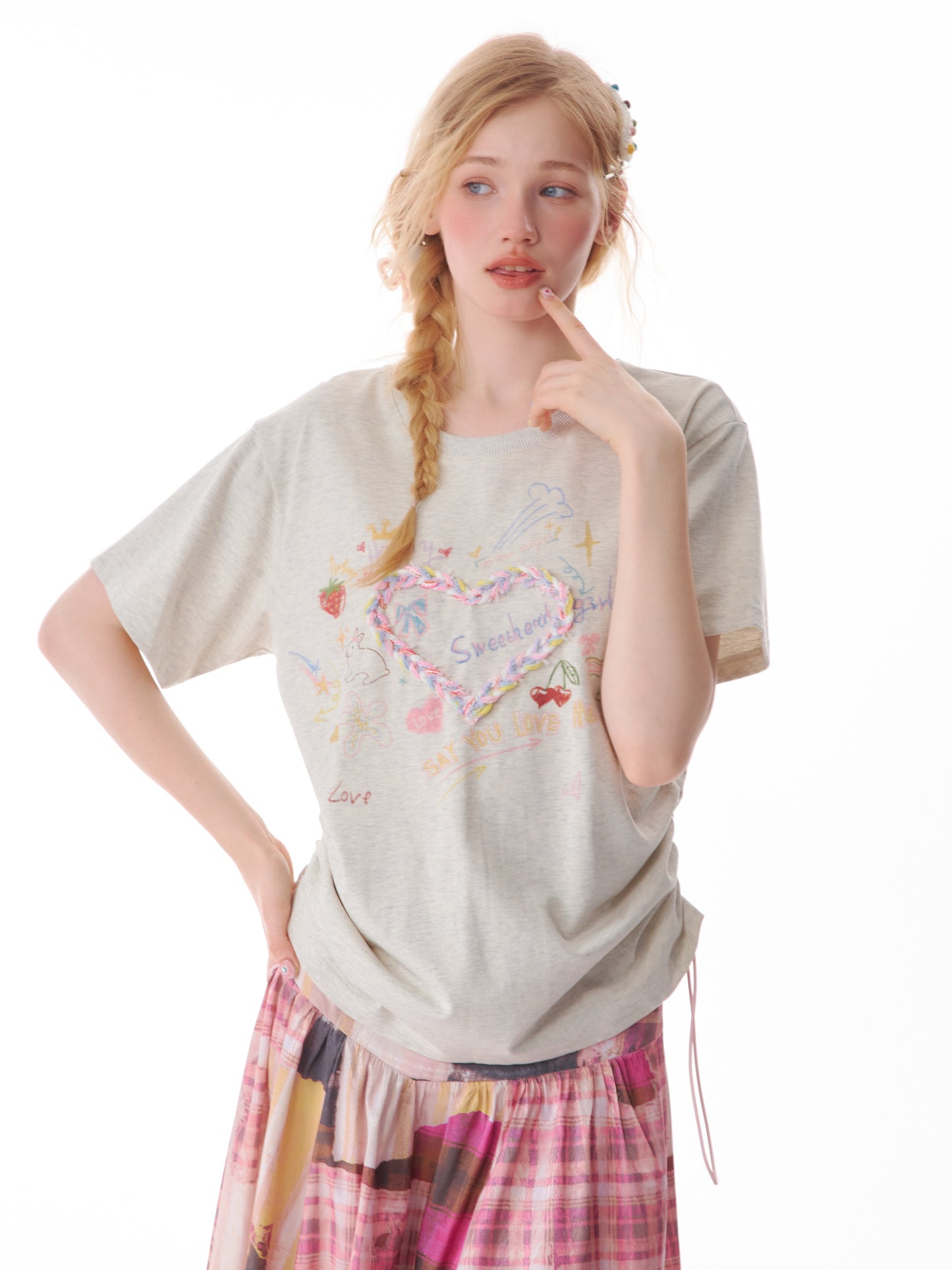 ziziFei Retro Love Print Oversized Tee