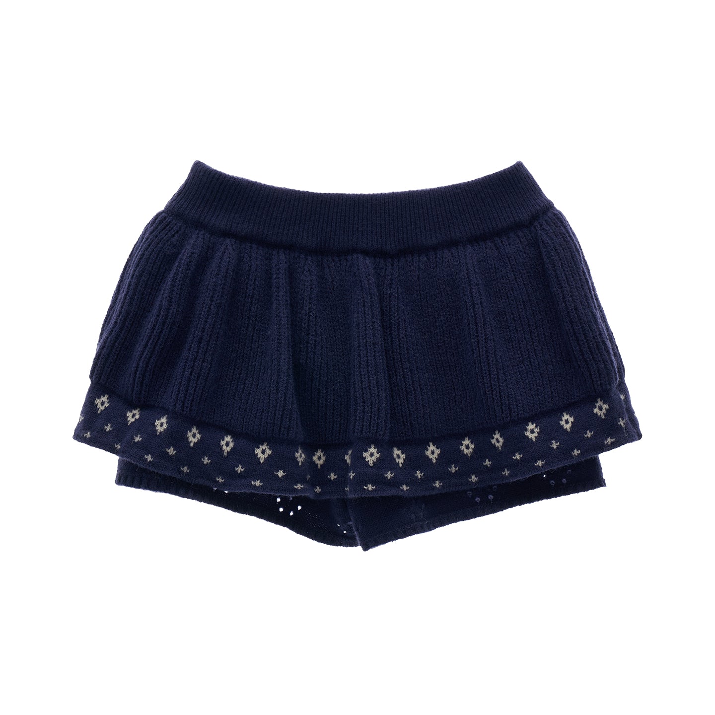 MAMC Star Flower Jacquard Round Neck Cropped Sweater