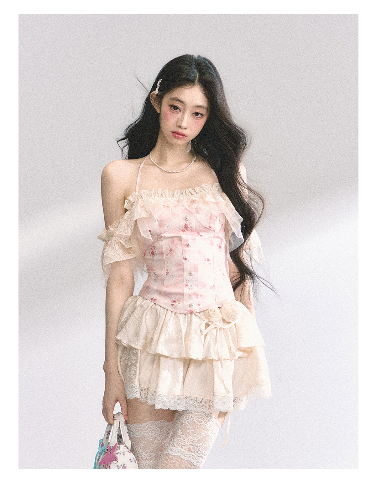 SHAOYEYAN French Lace Floral Halter Top