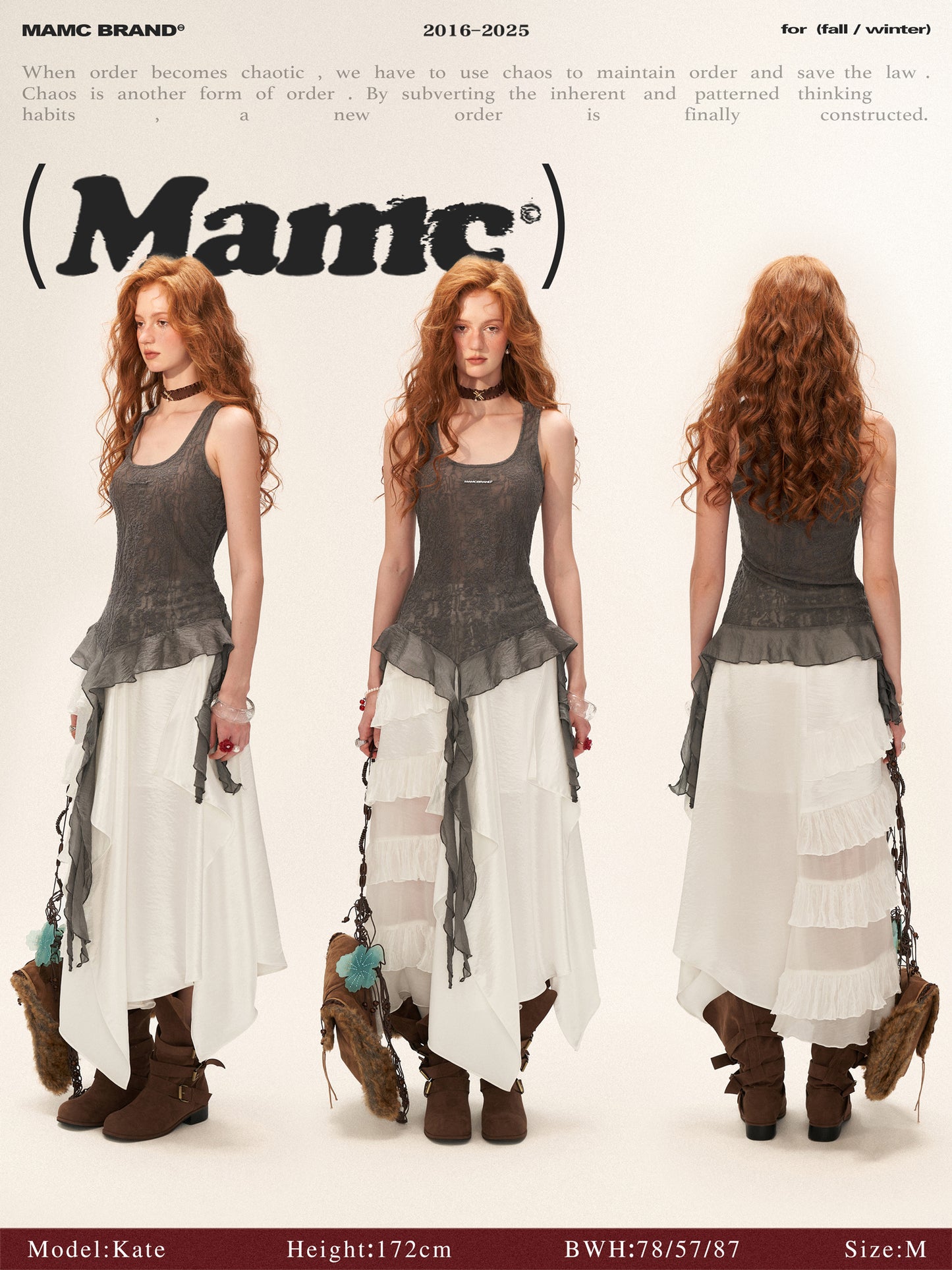 MAMC Asymmetrical Ribbon Lace Camisole