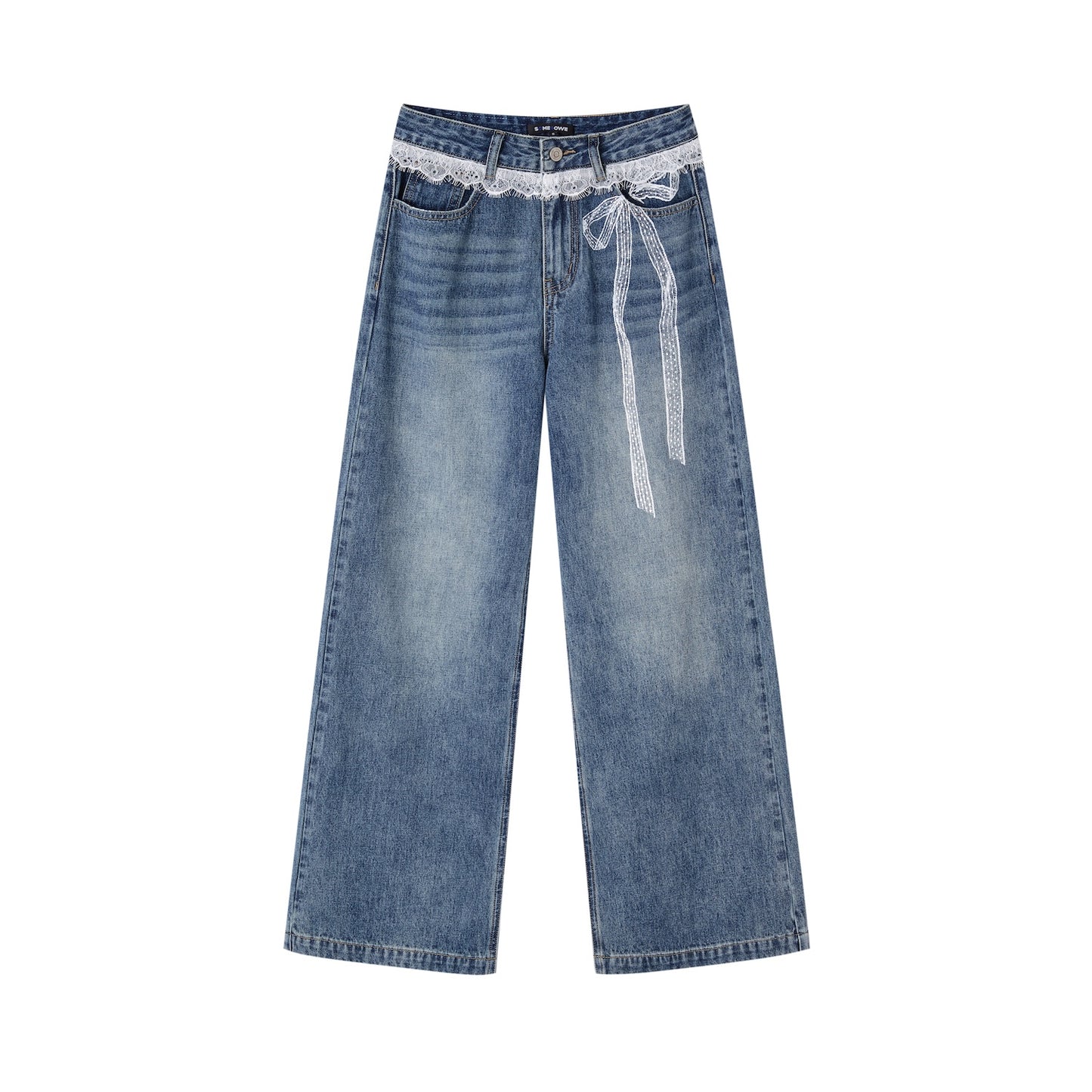 SOMESOWE Lace-Print Flared Jeans
