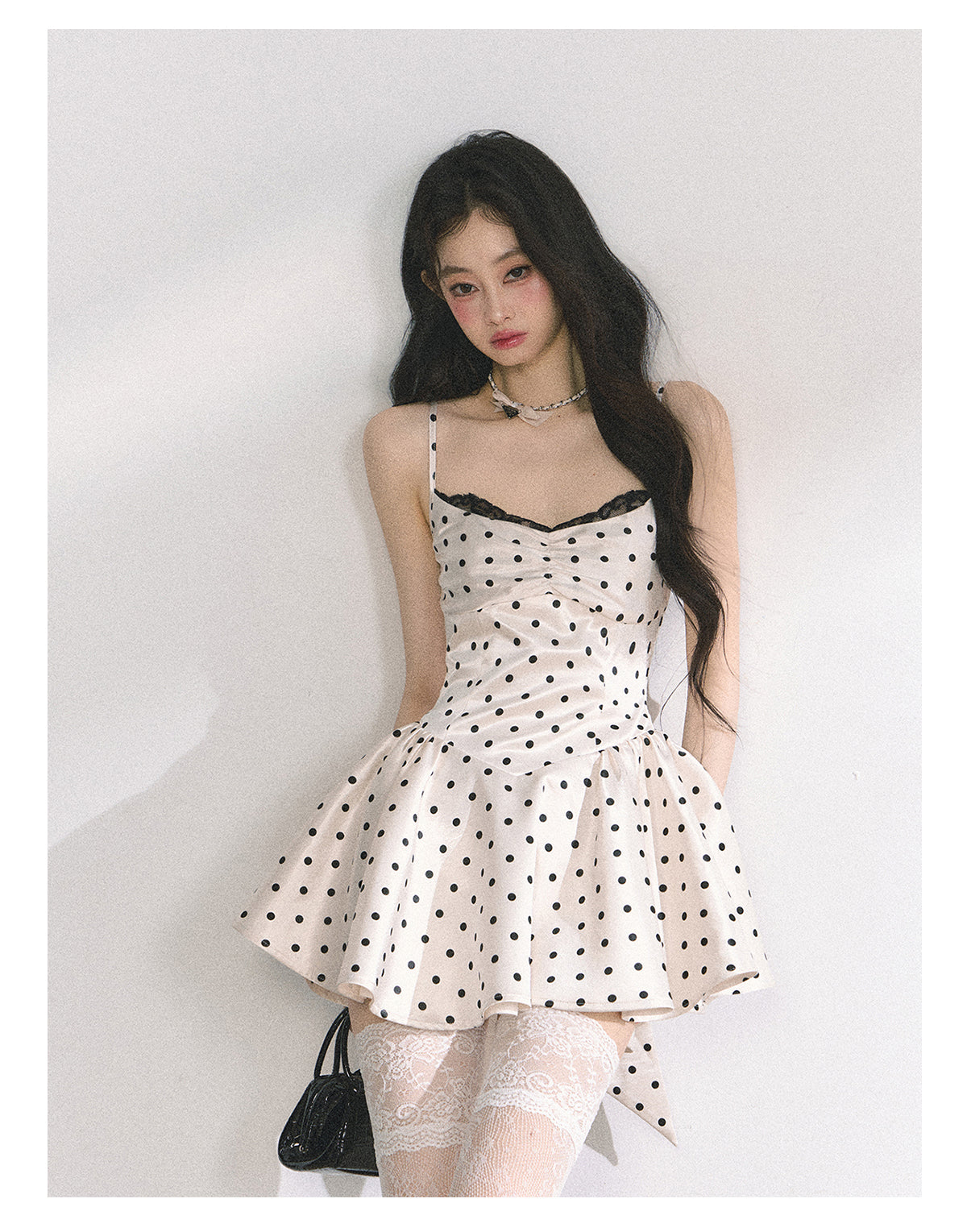 SHAOYEYAN French Lace Polka Dot Sundress