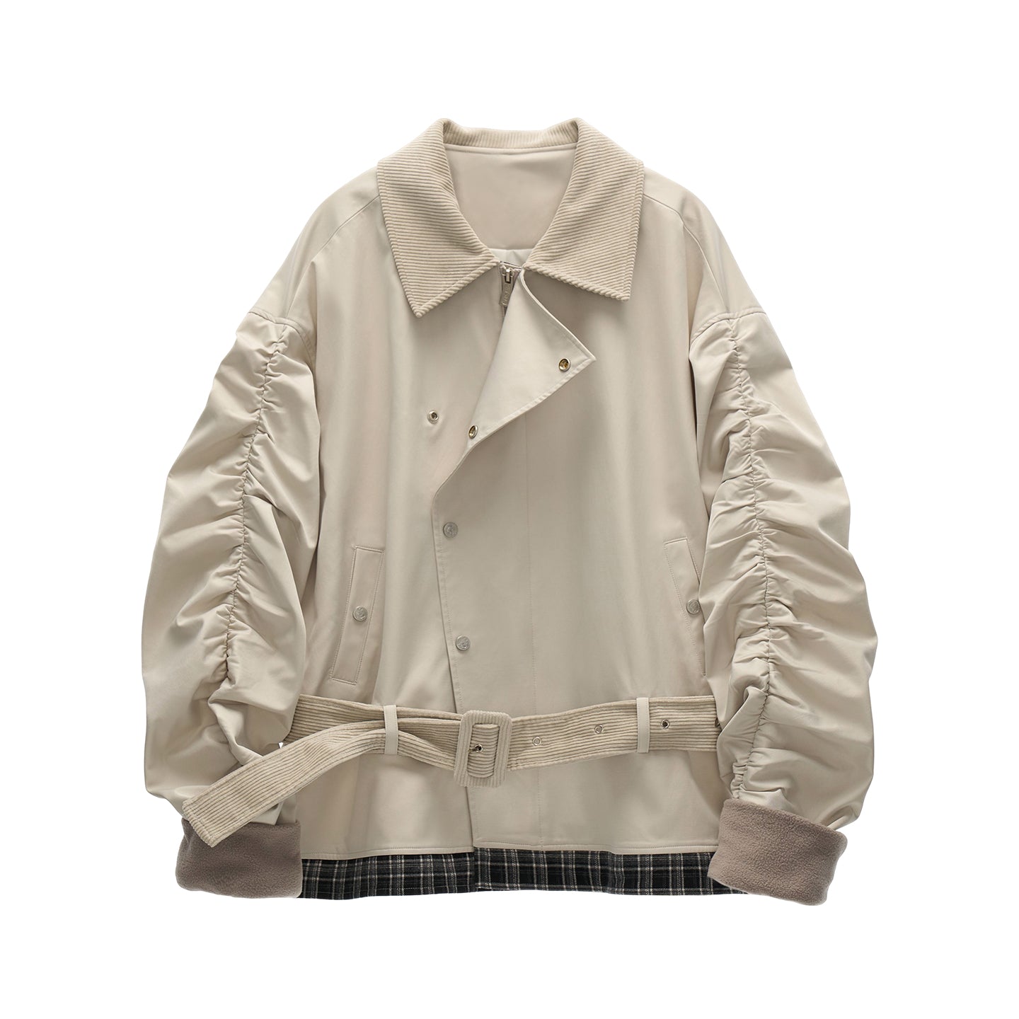 MAMC Loose Plaid Corduroy Collar Jacket