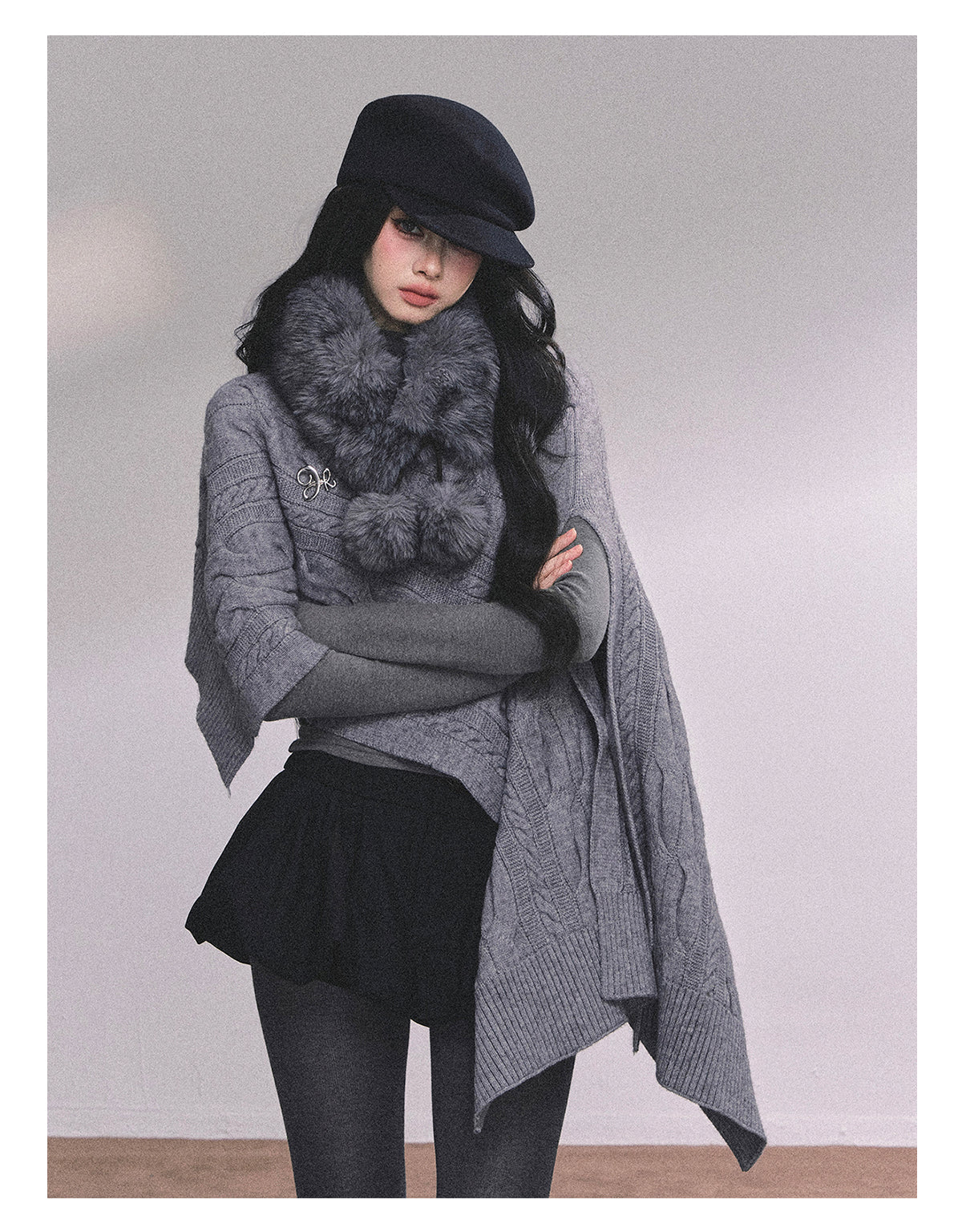 ShaoYeYan British Muse Loose Fit Knit Cape Sweater