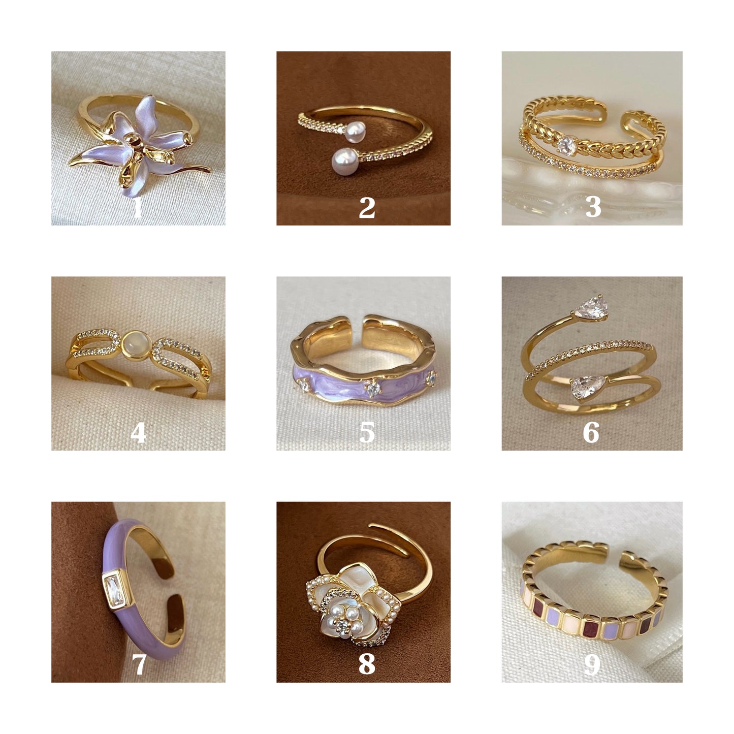 VIGVOG Iris Flower Ring Collection
