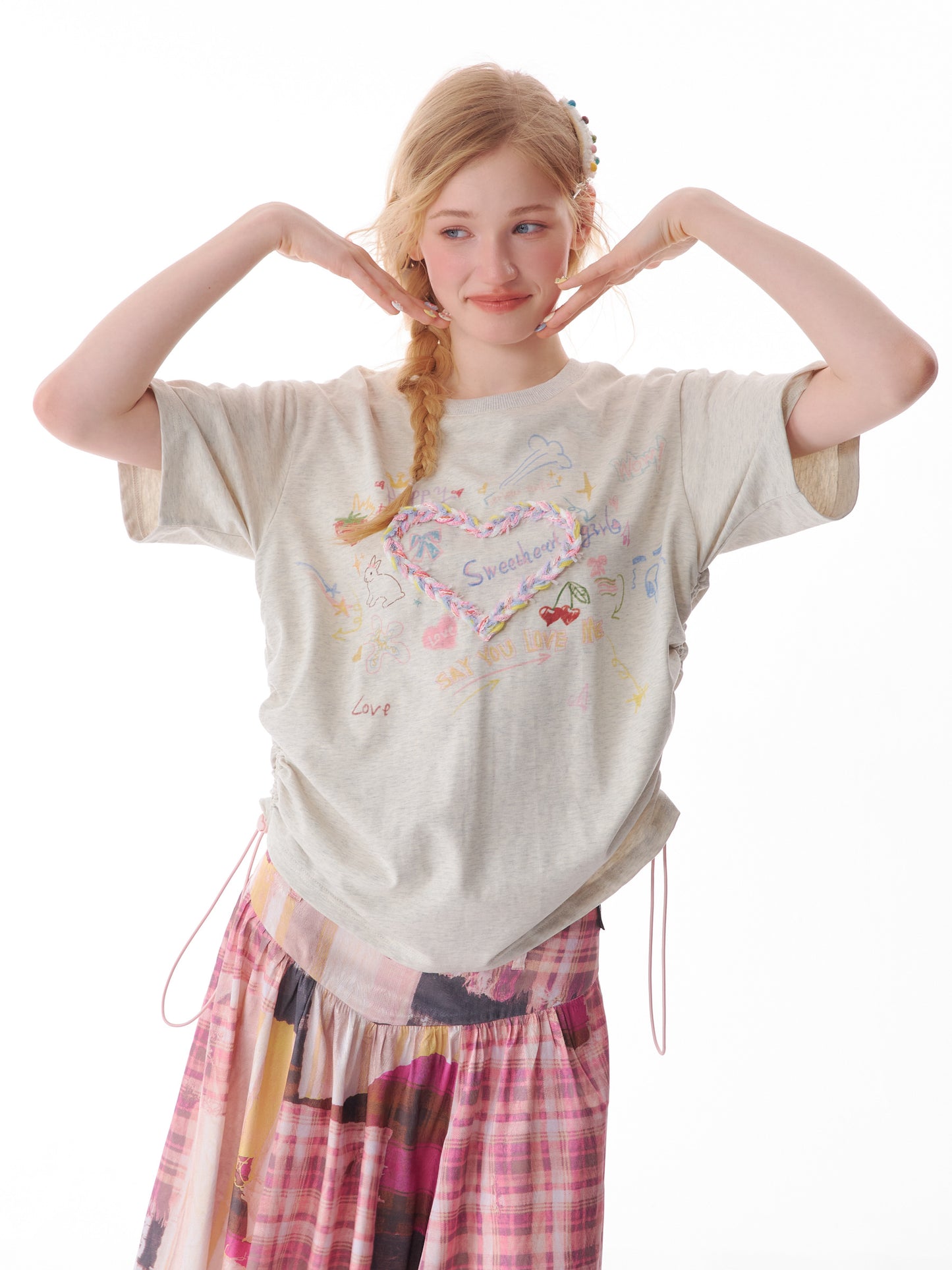 ziziFei Retro Love Print Oversized Tee