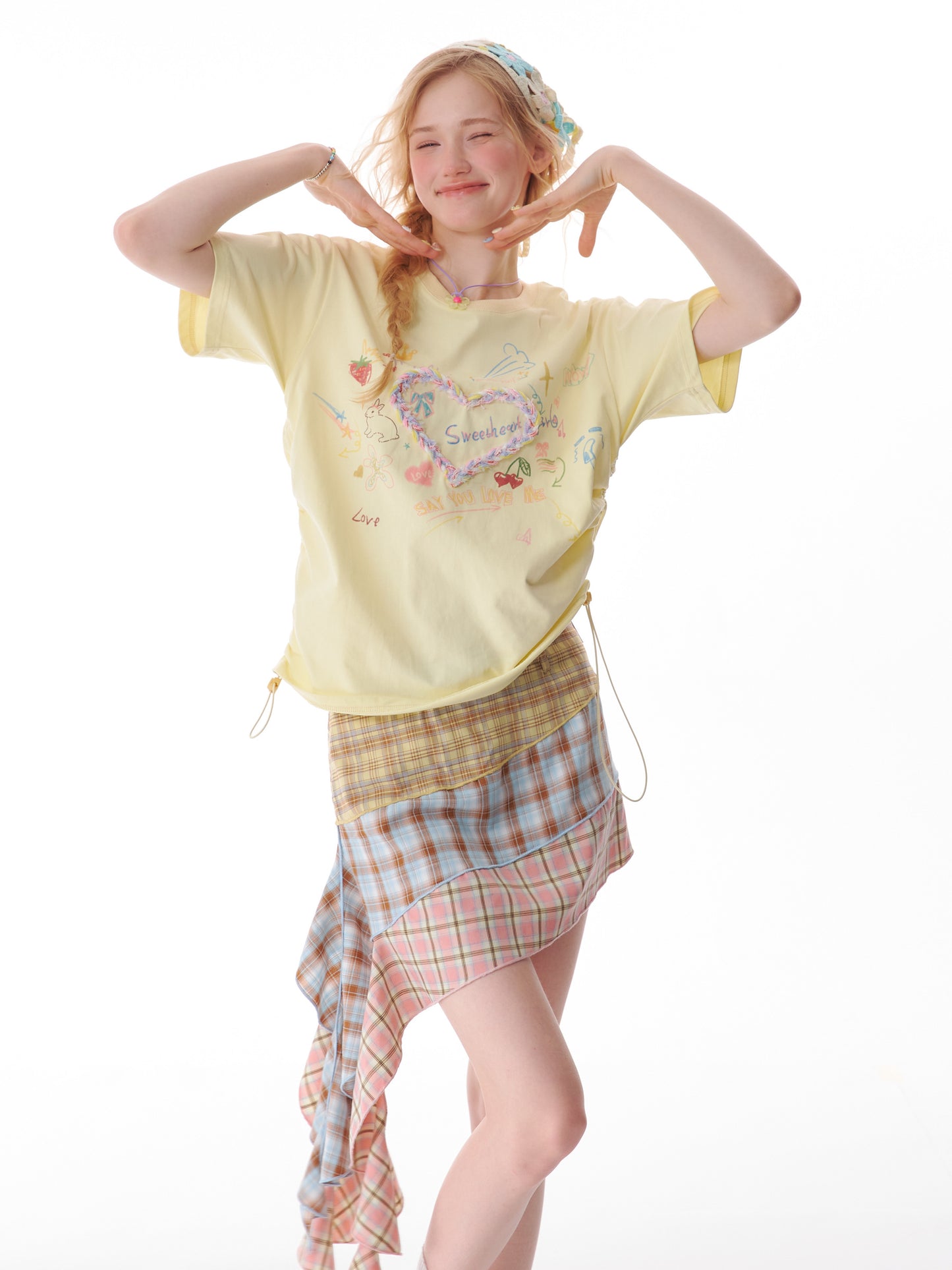 ziziFei Retro Love Print Oversized Tee