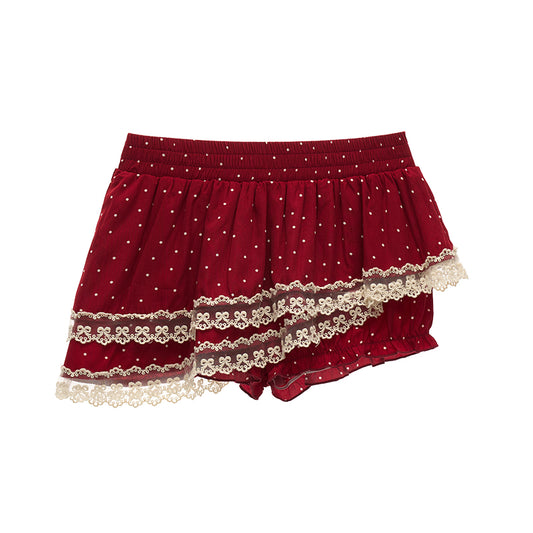 MAMC Red Polka Dot Asymmetrical Skirt