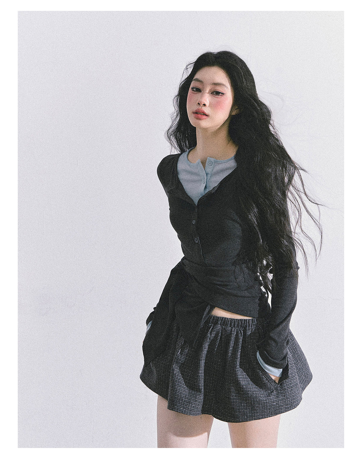ShaoYeYan Hayton Academy Fake Two-Layer American Long Sleeve Top