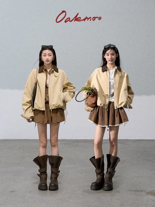 OAKMOO Amber Apricot Loose Tie-Dye Casual Jacket