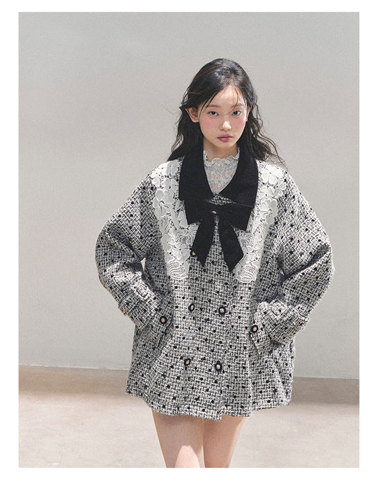 ShaoYeYan Aomalm Out of Focus Moment Lace Plaid Coat