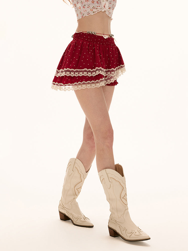 MAMC Red Polka Dot Asymmetrical Skirt