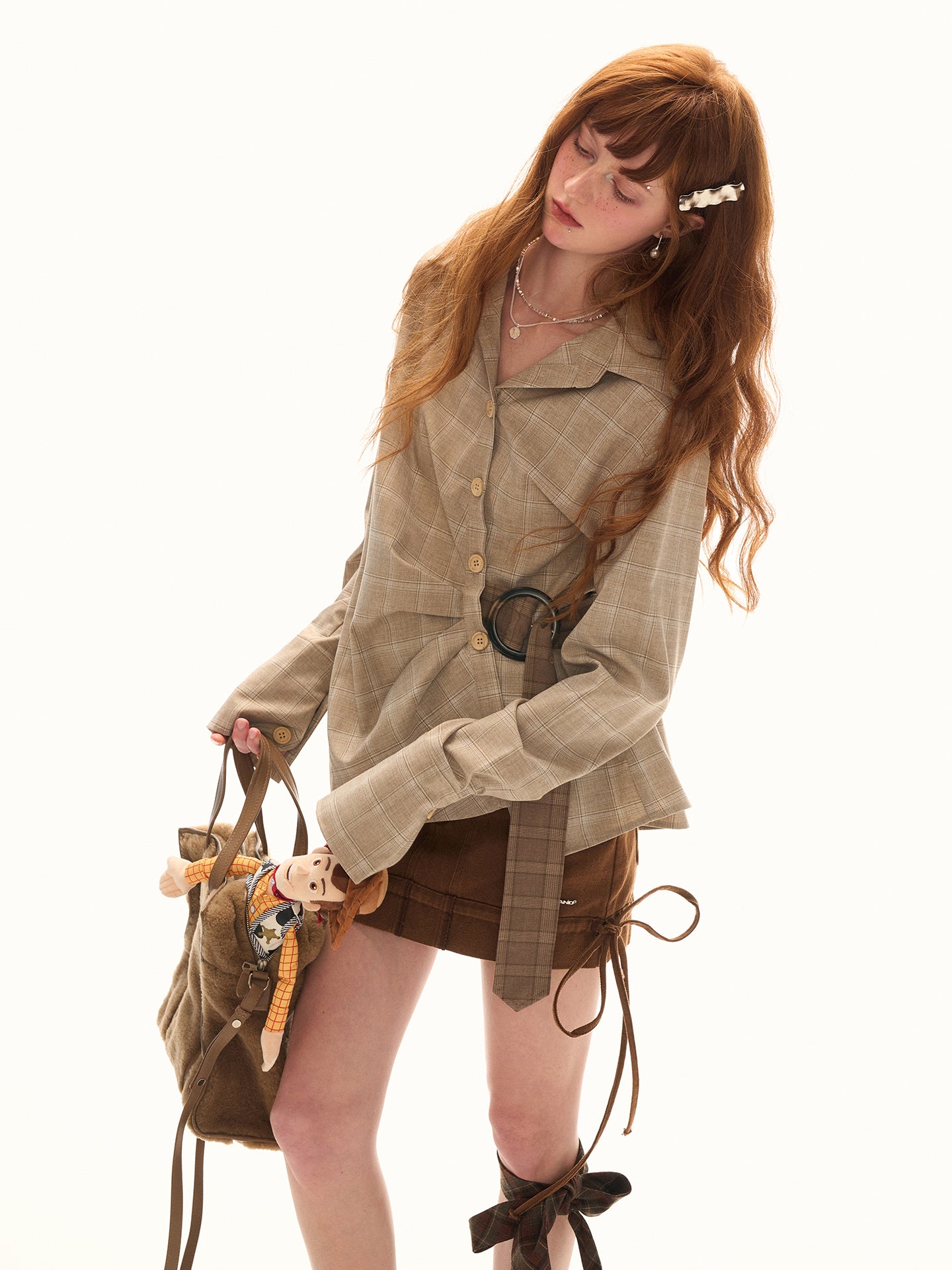 MAMC Houndstooth Belted Shirt