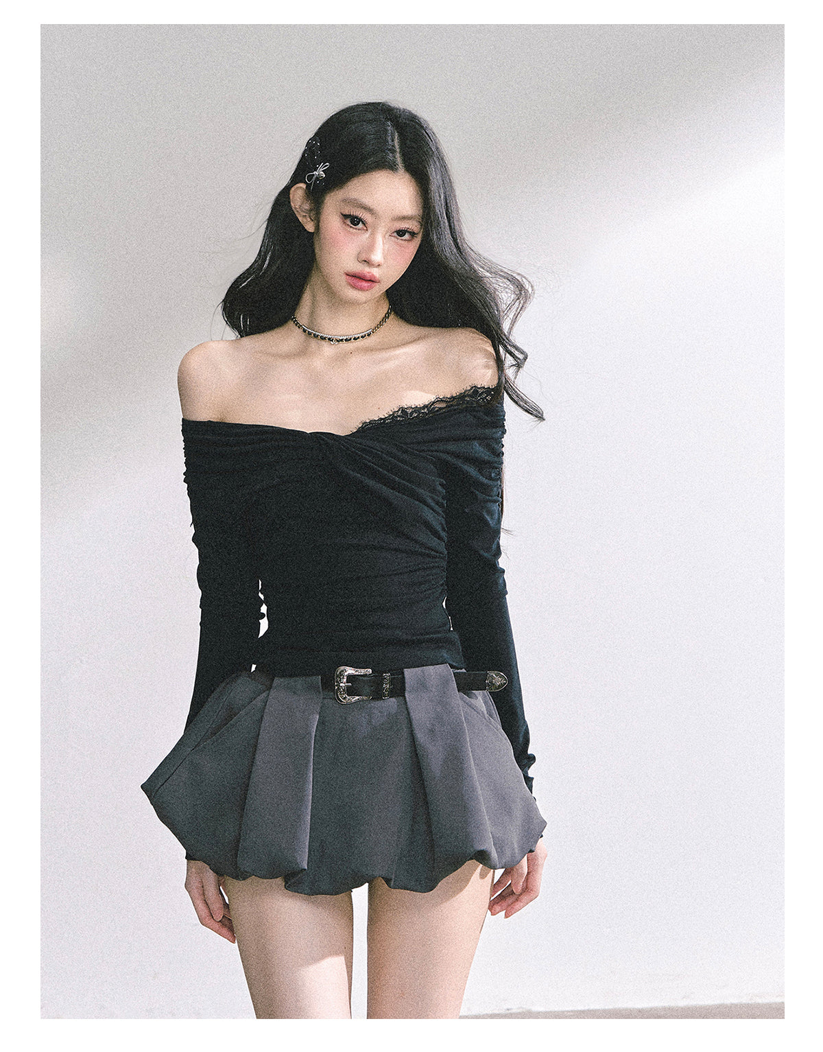 SHAOYEYAN Pure Desire Off-Shoulder Lace Tee