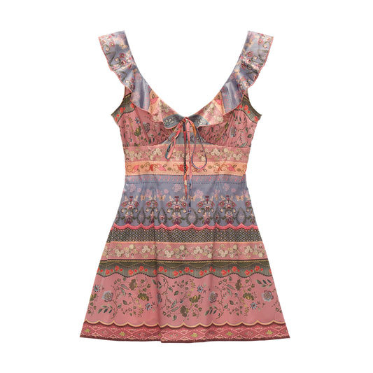 MAMC Floral Print V-Neck Dress