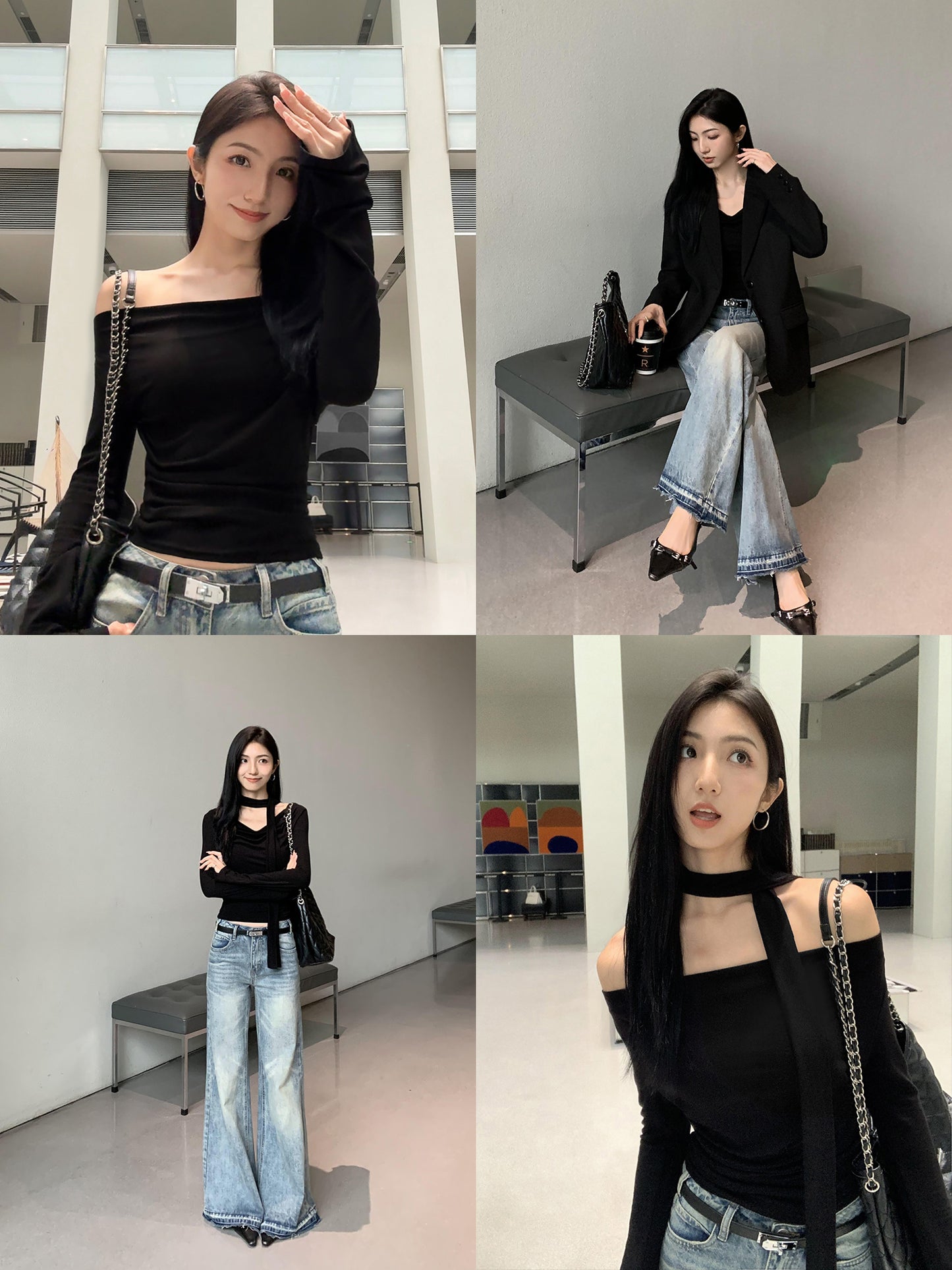 MULVAN "Effortless Chic" Slit-Neck Top