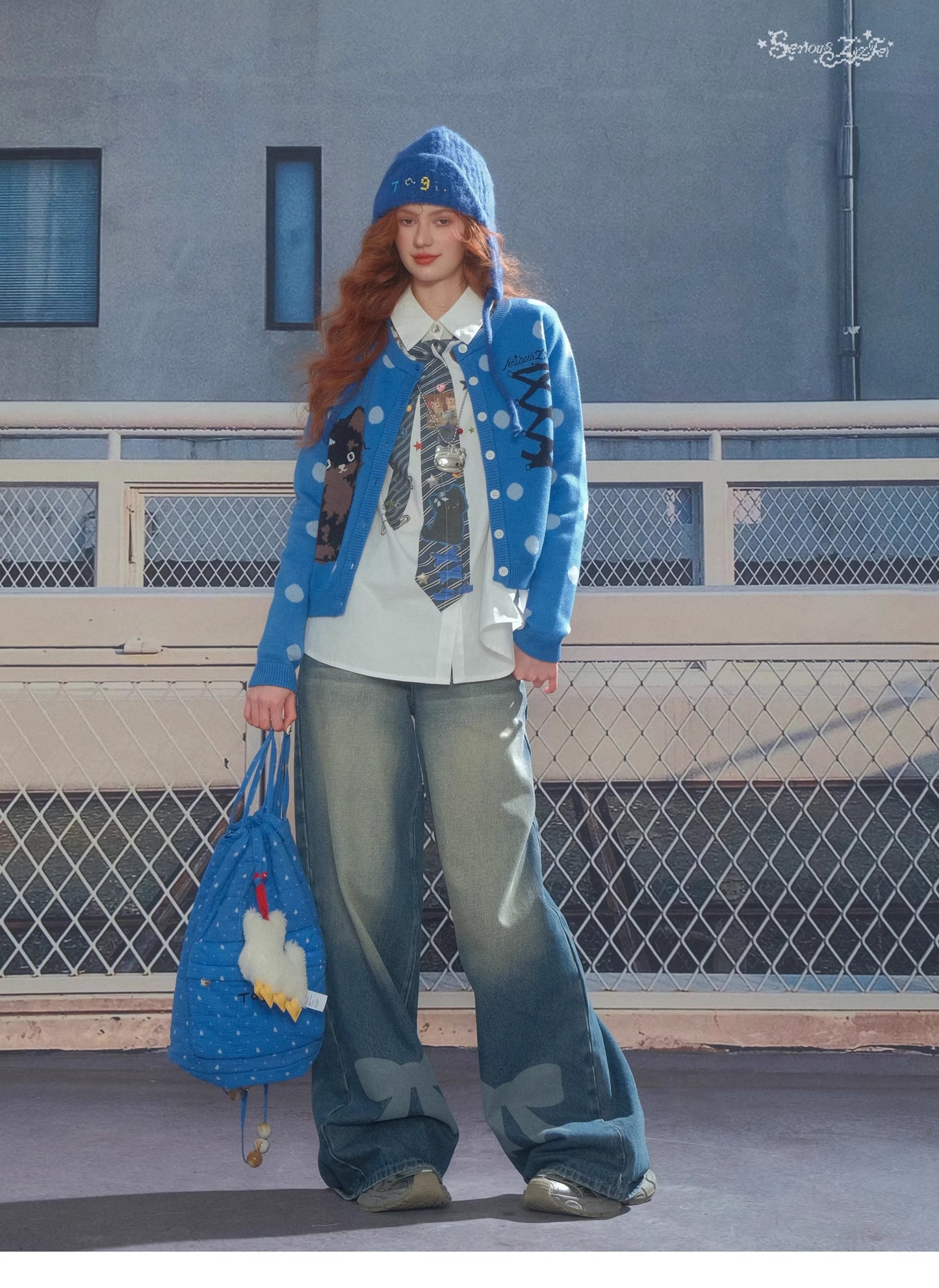 ZiziFei Bow-Print Denim Pants