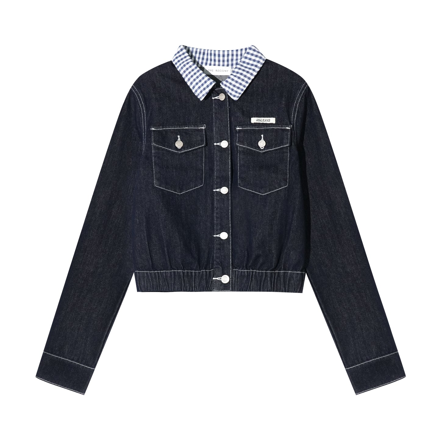 AsGony American Retro Hong Kong Style Plaid Denim Set