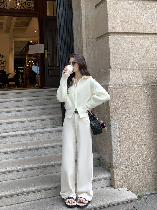 MULVAN Zip-Front Knit Cardigan