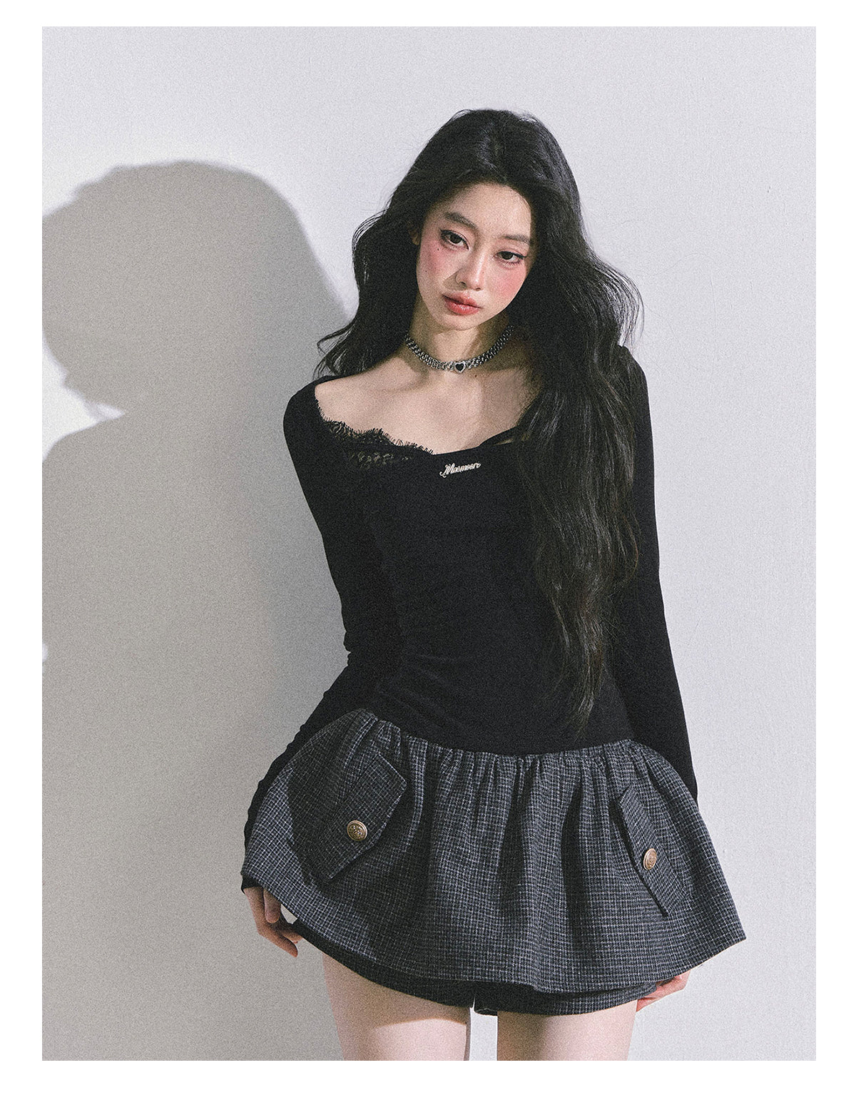 ShaoYeYan Long Sleeve Lace T-Shirt