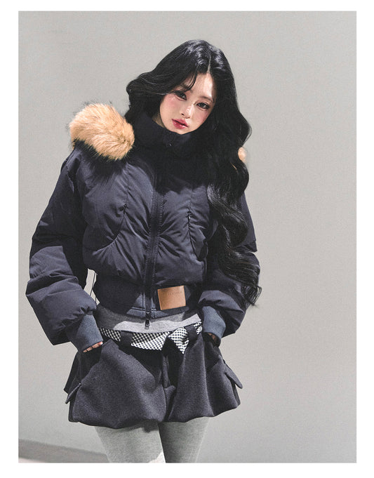 ShaoYeYan Loose Hooded Short Padded Jacket