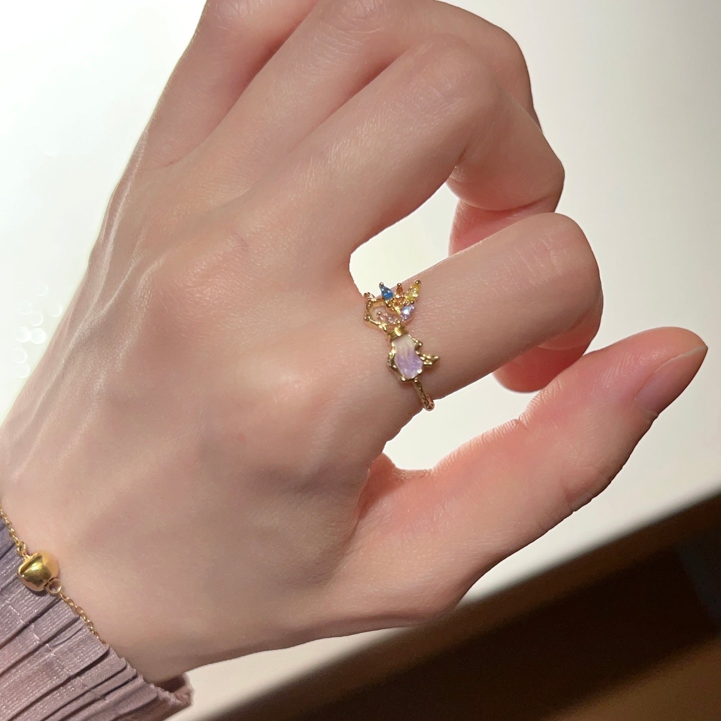 VIGVOG Geometric Purple Gemstone Ring