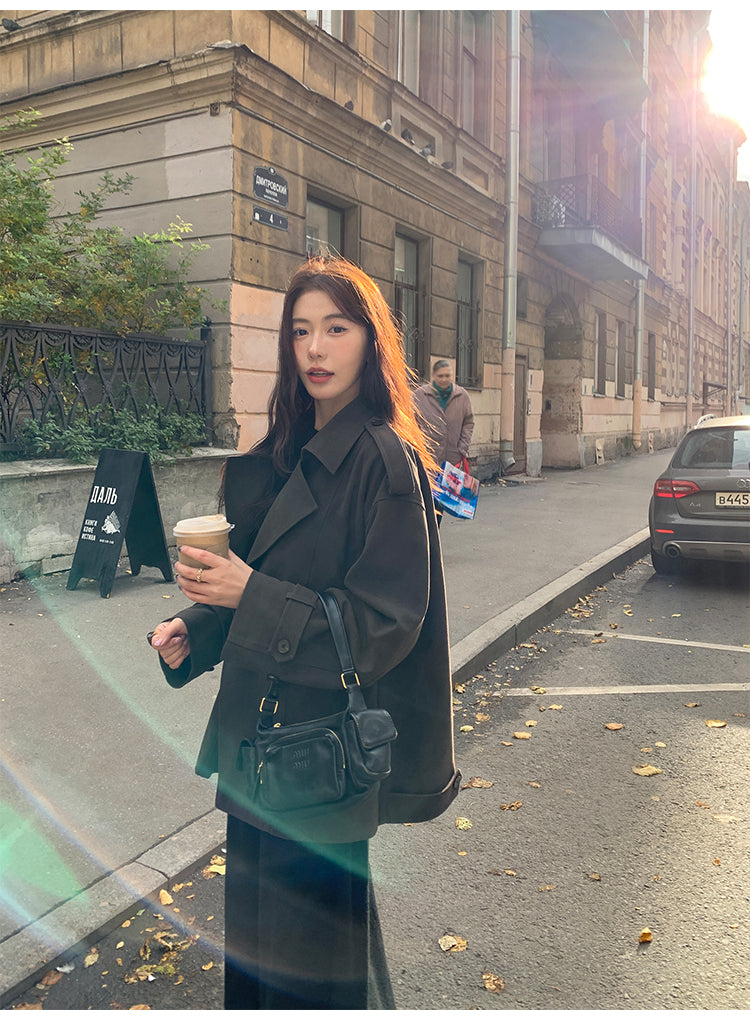 Pusumede Suede-Look Trench Coat