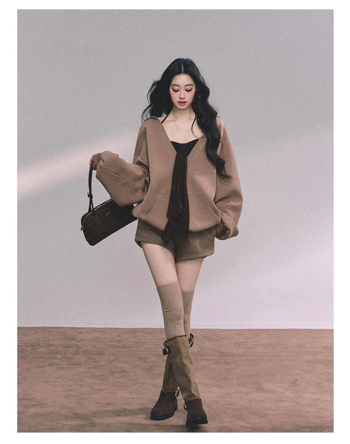 ShaoYeYan Autumn Leaves Riverside Casual Hoodie Set