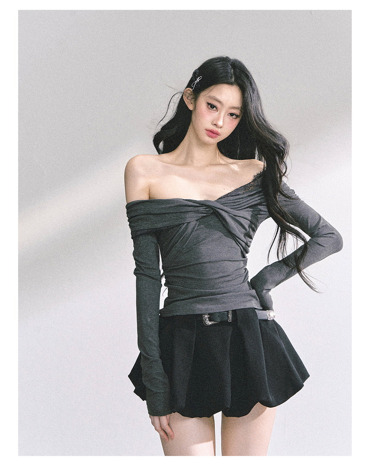 SHAOYEYAN Pure Desire Off-Shoulder Lace Tee