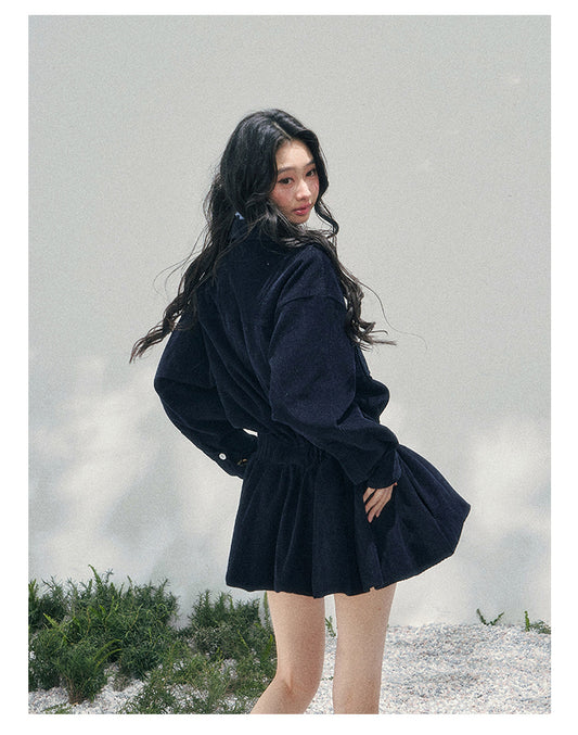 ShaoYeYan Aomalm Brewer Academy Fake Two-Layer Corduroy Dress