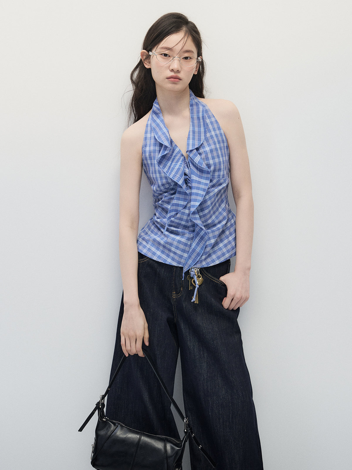 ANNATTO Blue Gingham Halter Top & Jeans