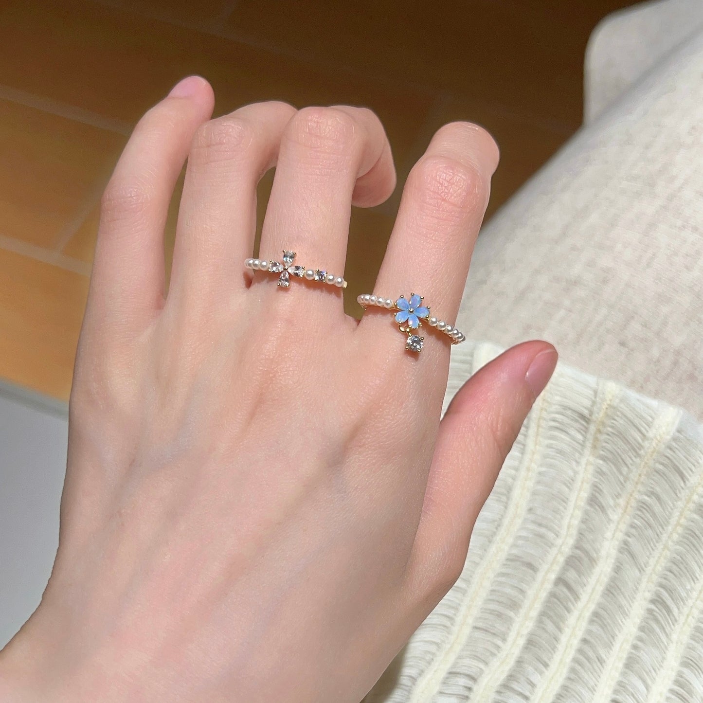 VIGVOG Blue Pearl & Gemstone Ring