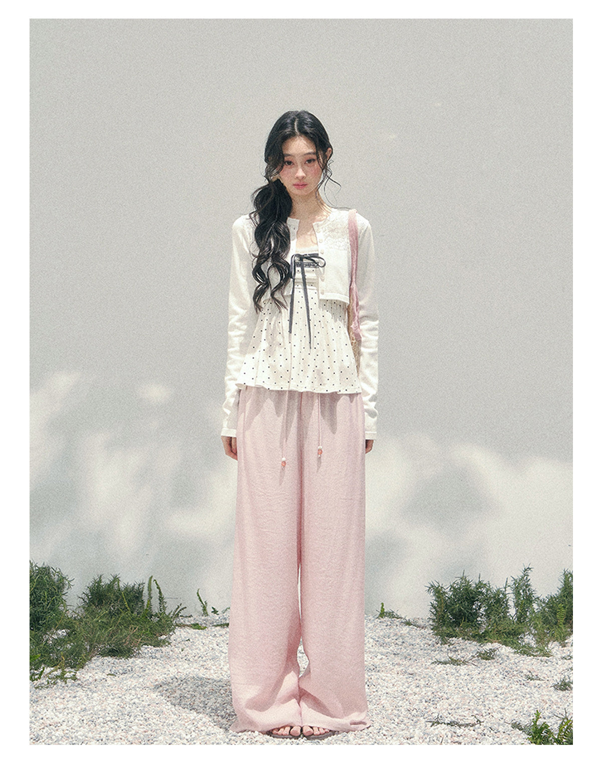 ShaoYeYan Aomalm Polka Dot Brandy French Lace Top & Jacket Set