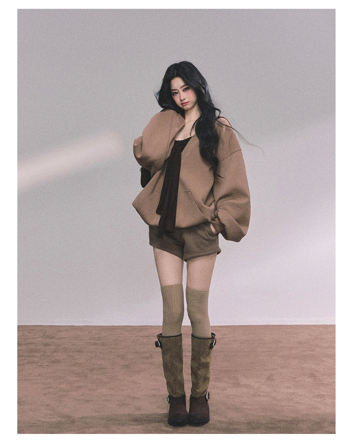 ShaoYeYan Autumn Leaves Riverside Casual Hoodie Set