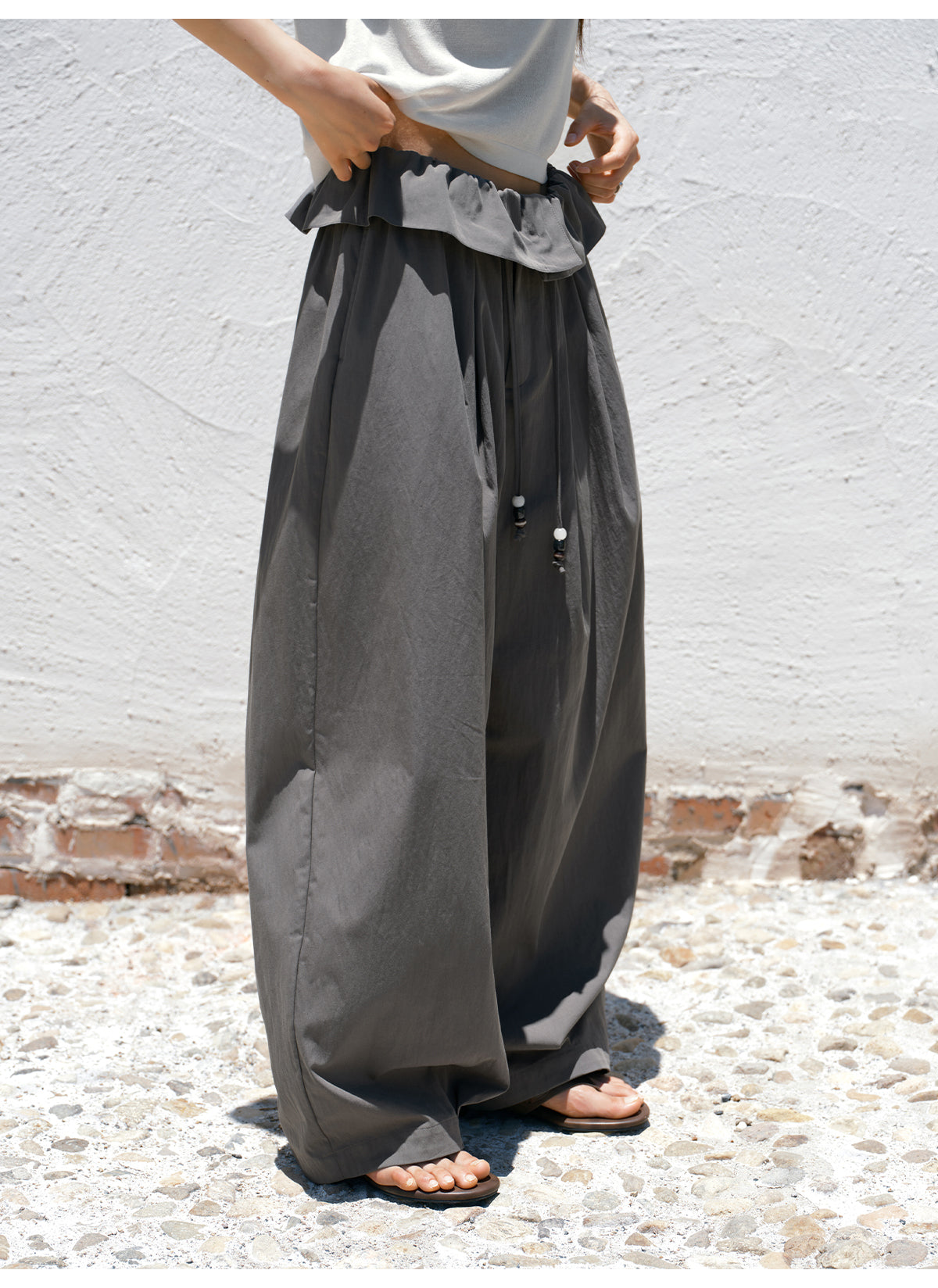 HAVERICE 'Gauze Diary' Linen-Blend Polo & 'Blossom Petal' Wide-Leg Pants