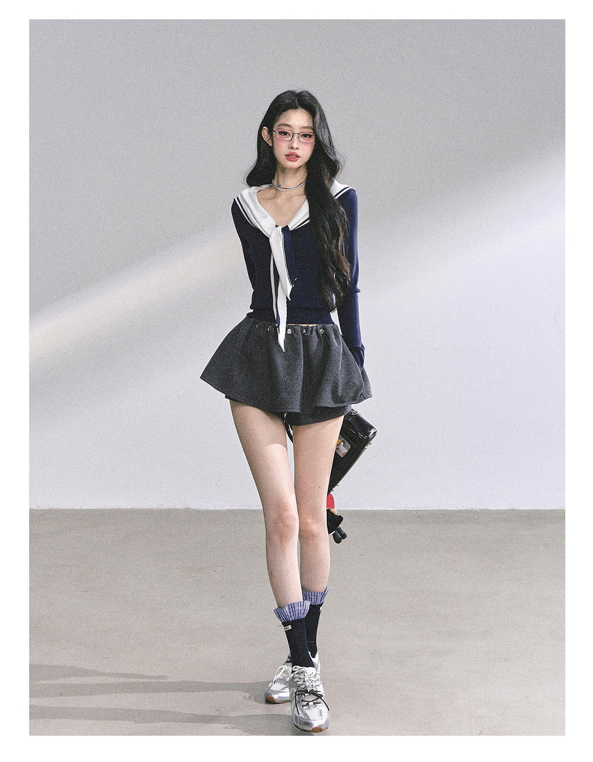 SHAOYEYAN American Long Sleeve Sailor Collar Slimming Tee