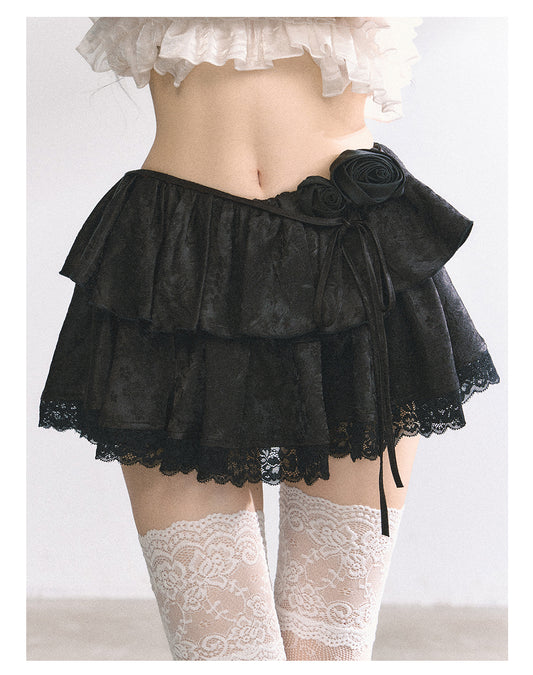 SHAOYEYAN French Lace Floral Mini Skirt
