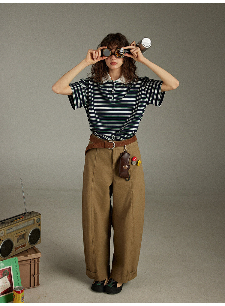 Lulugray Retro Stripe Polo Tee