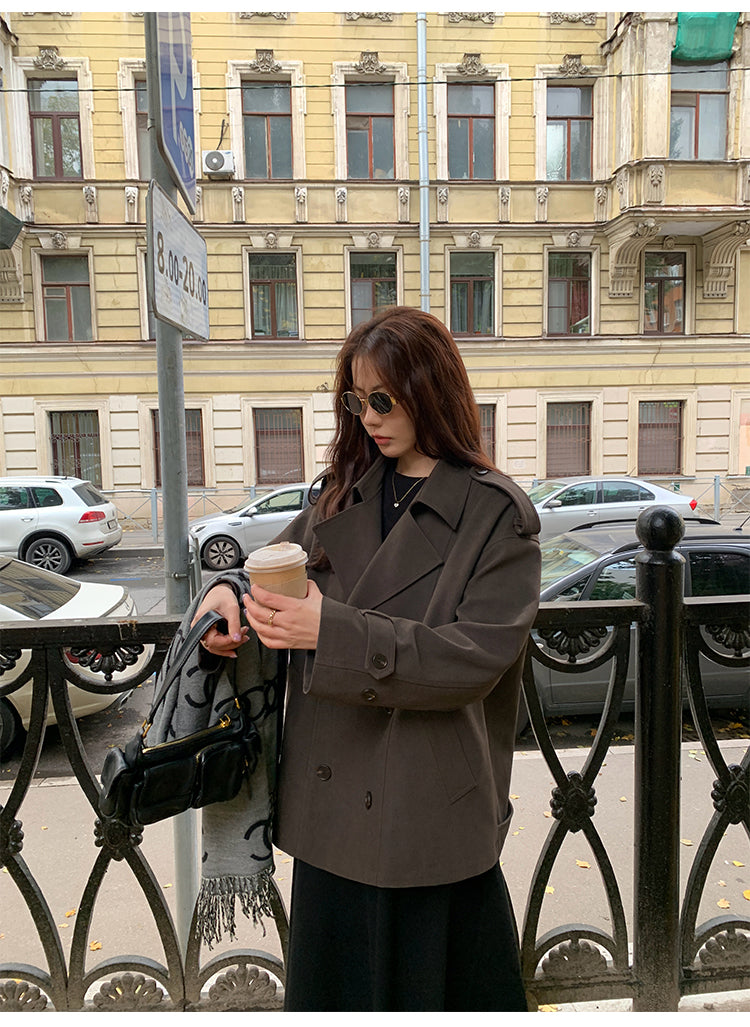 Pusumede Suede-Look Trench Coat