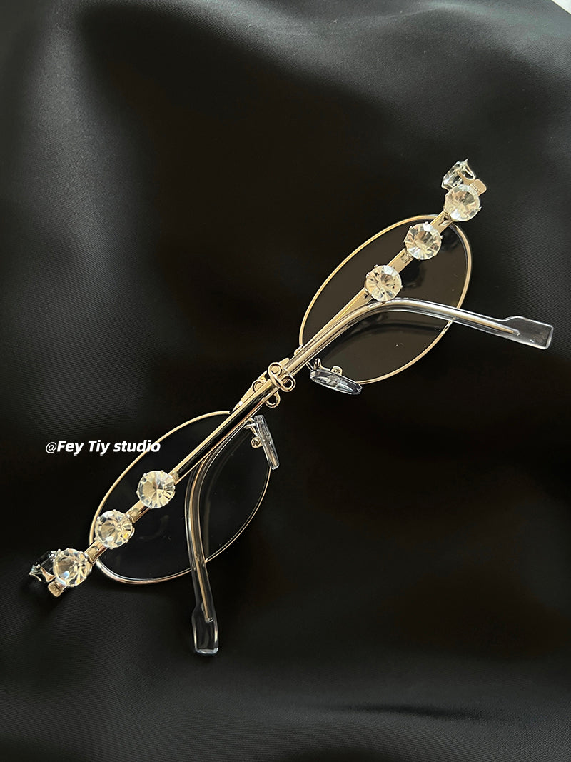 Feytiy Silver Diamond-Studded Eyeglasses