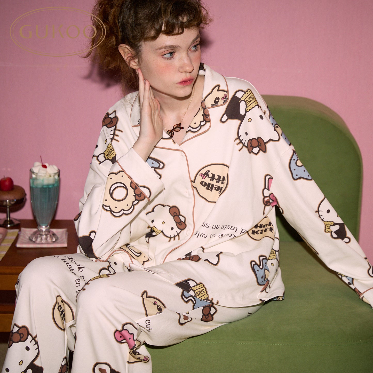 Gukoo x Hello Kitty Full-Print Sleep Set