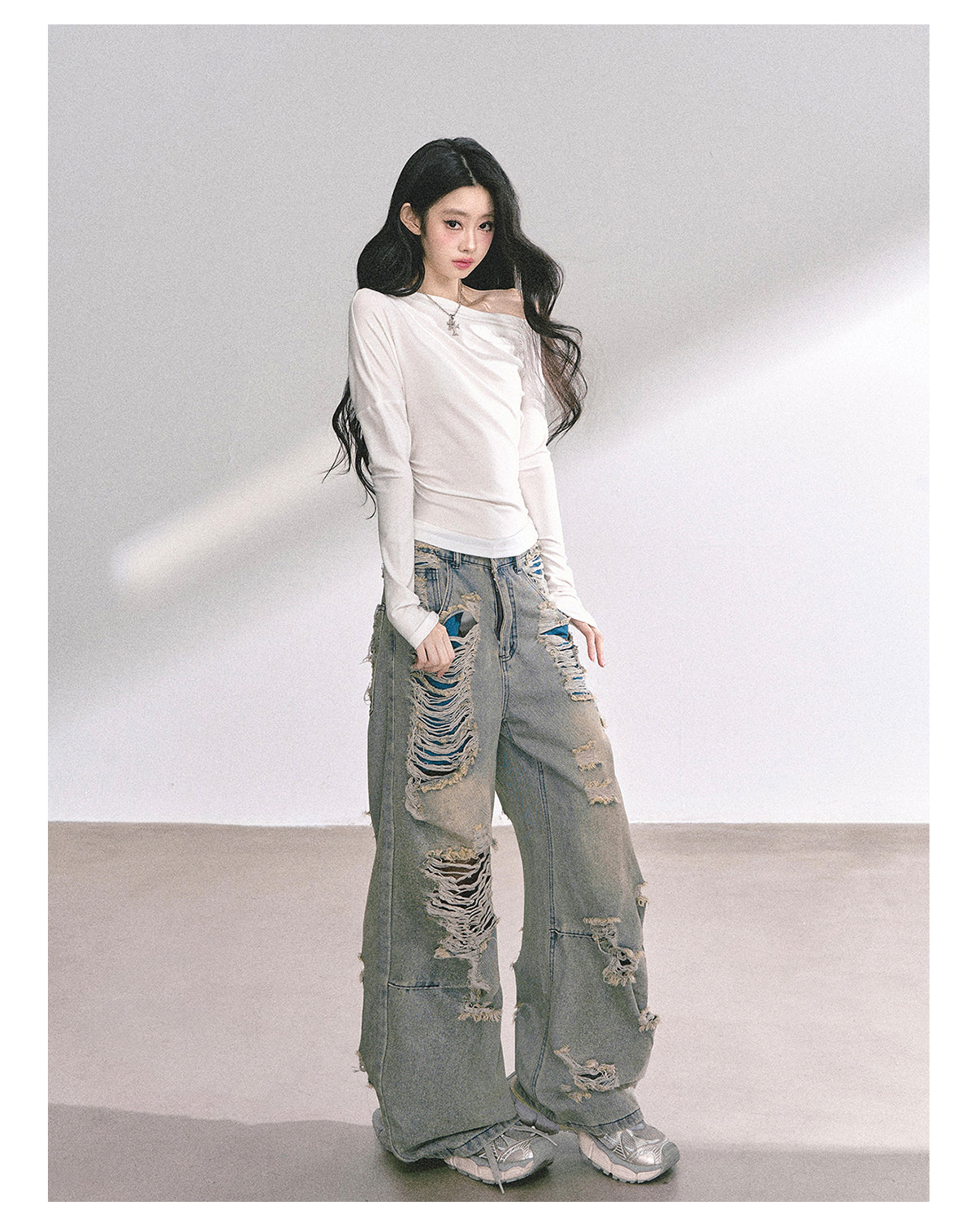 SHAOYEYAN Korean Mature Style Off-Shoulder Tee
