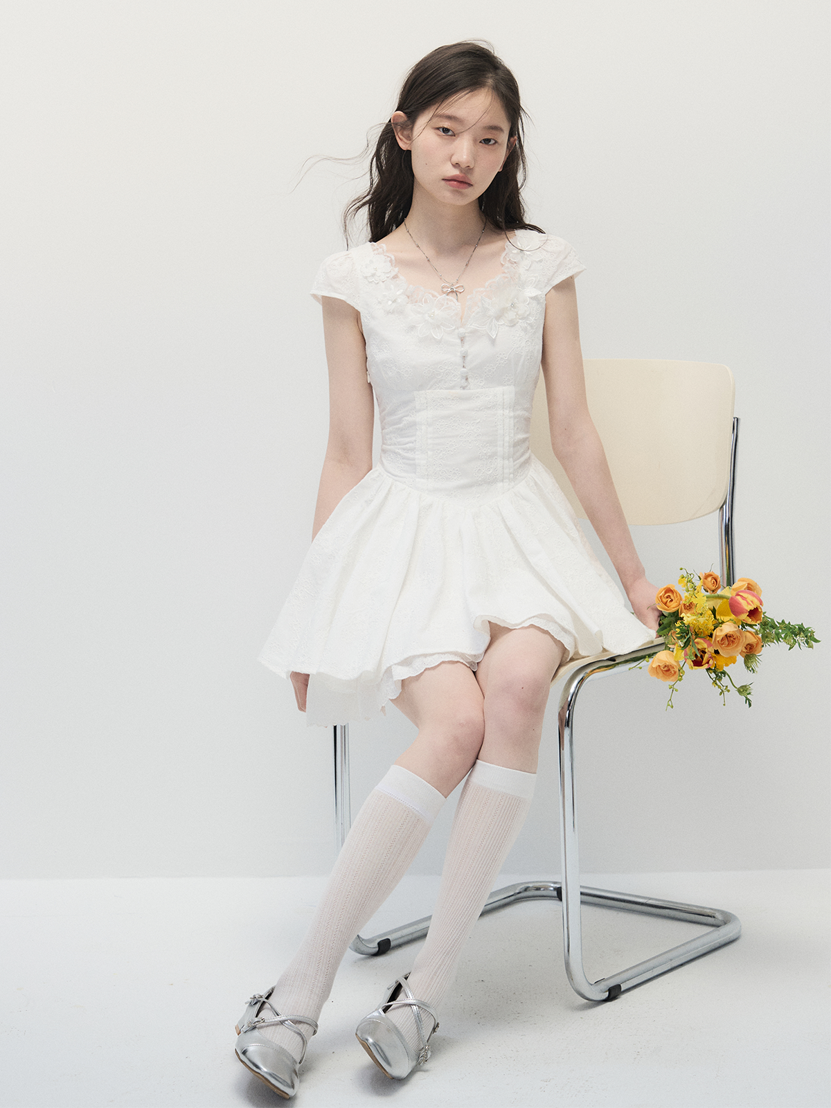 ANNATTO 'Ballet Blanc' White Embroidered Dress