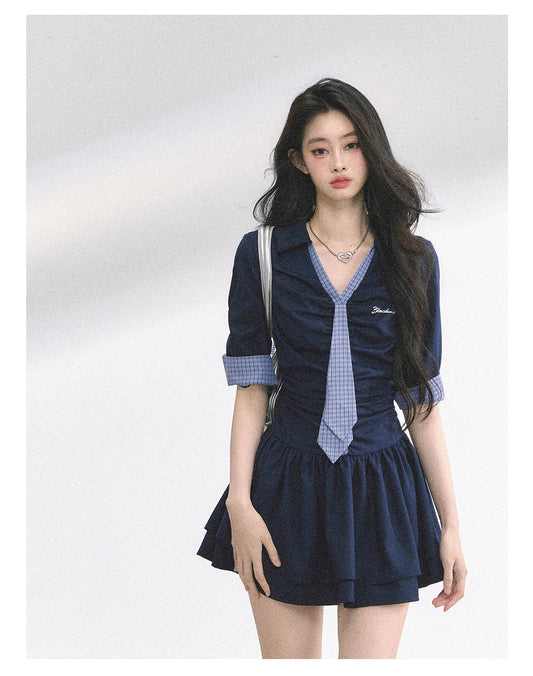 SHAOYEYAN London-inspired Plaid Puff Dress