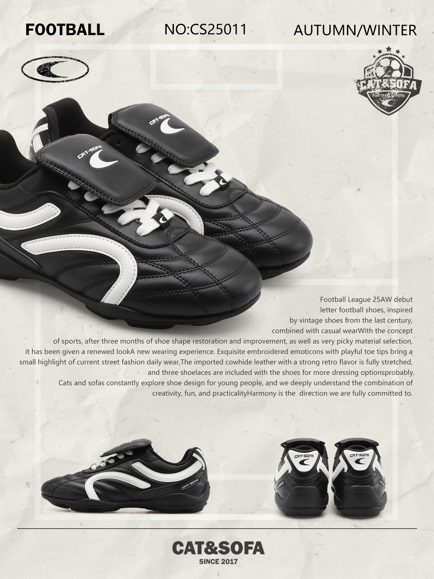 CAT&SOFA Black/White Football Trainer