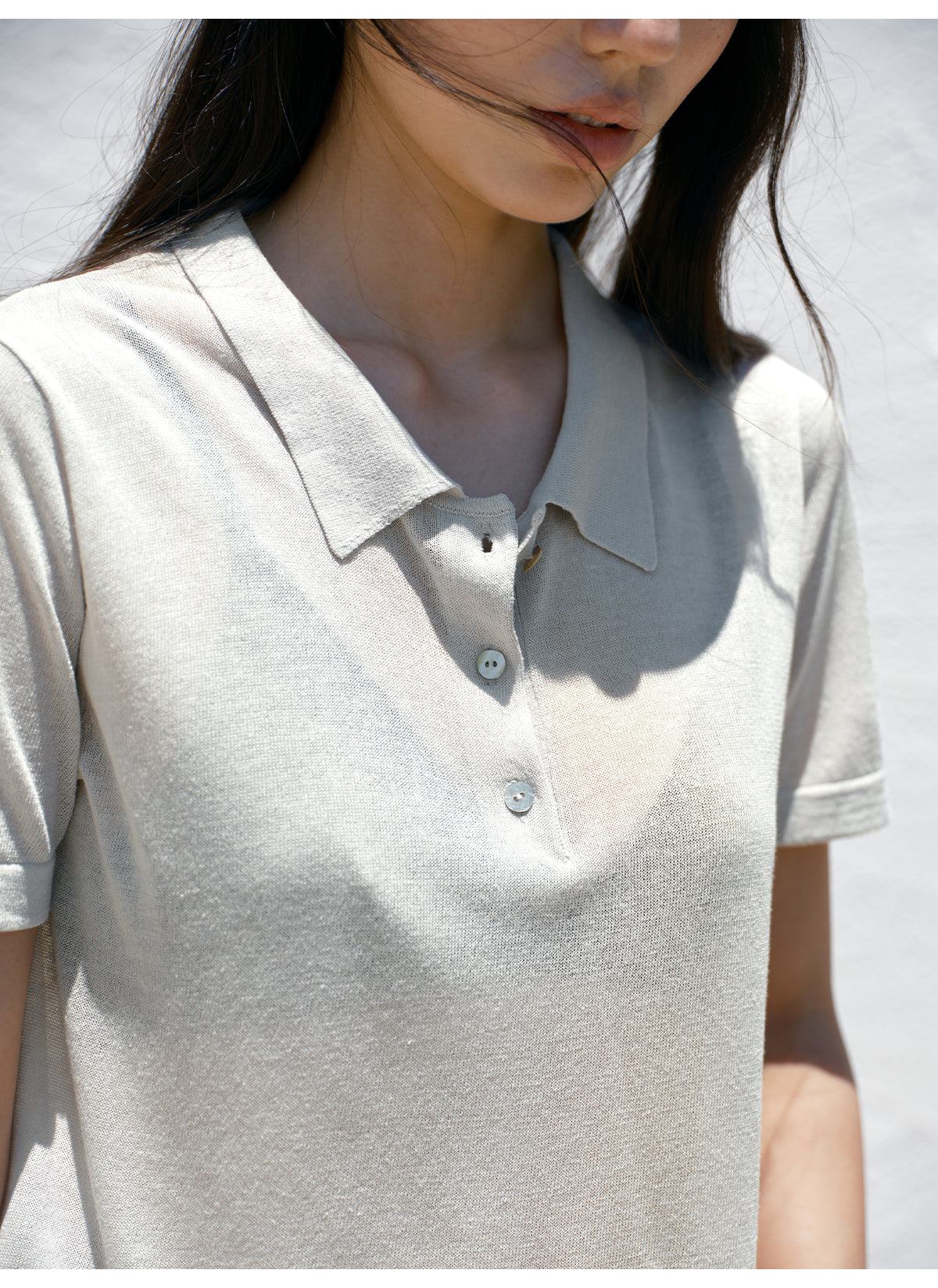 HAVERICE 'Gauze Diary' Linen-Blend Polo & 'Blossom Petal' Wide-Leg Pants