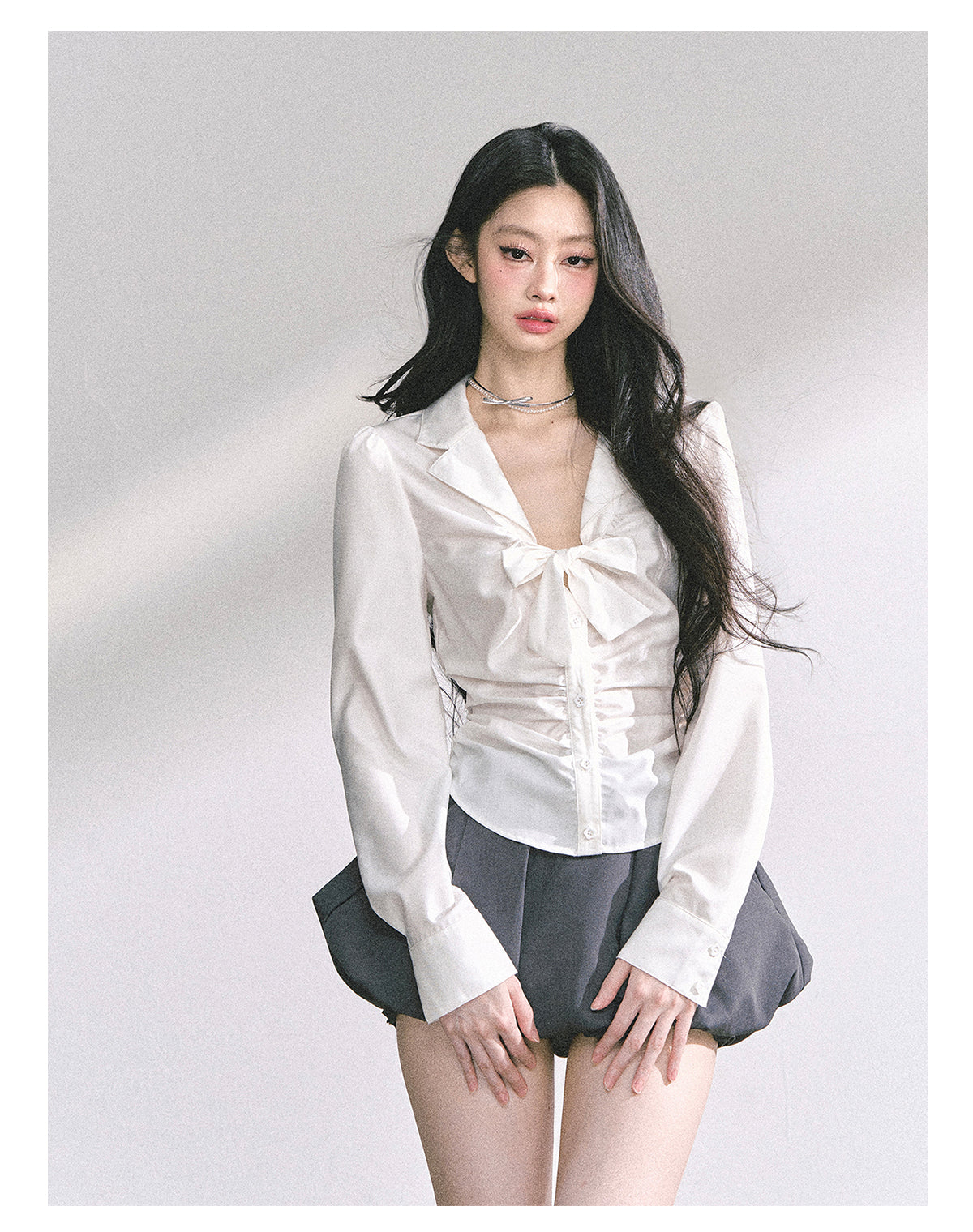 SHAOYEYAN French Bow V-Neck Blouse