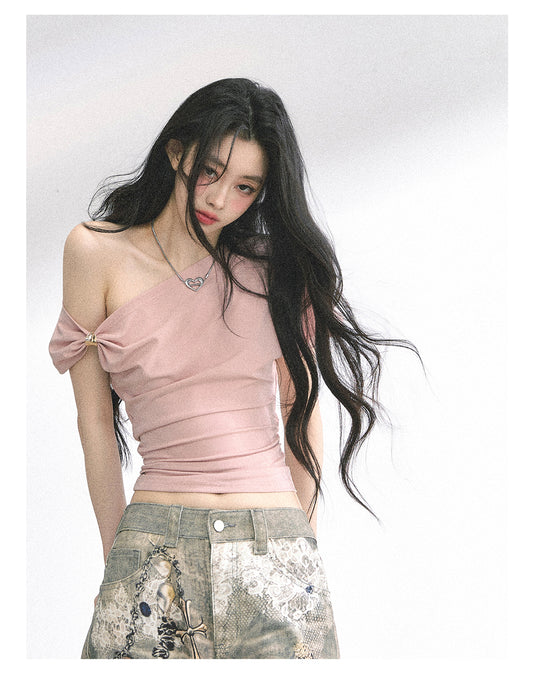 SHAOYEYAN Korean Off-Shoulder Sweetheart Top